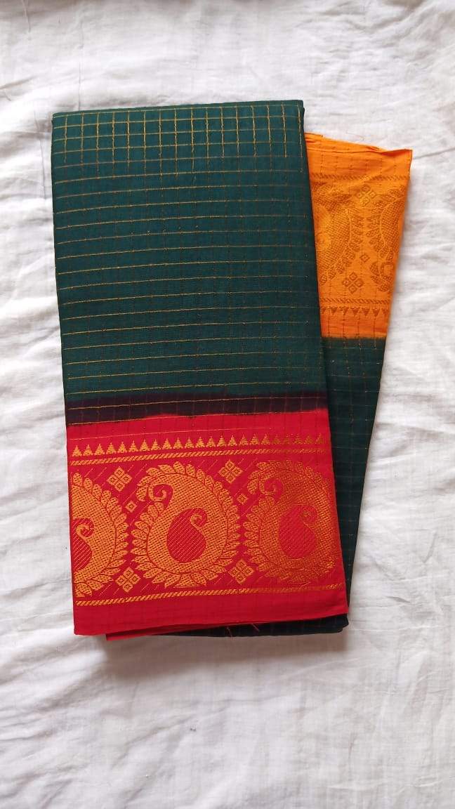 Madurai Checkered Sungudi Saree Ganga Jamuna Border GJB 021