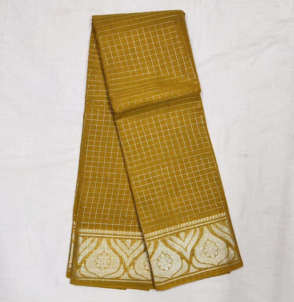 Ginger Brown Madurai Sungudi Saree with Silver Zari Border