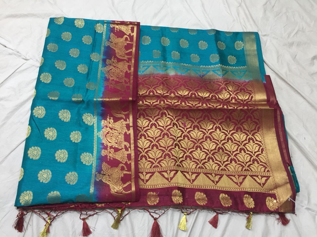 Golden Floral Paithani Silk Saree Design PS216
