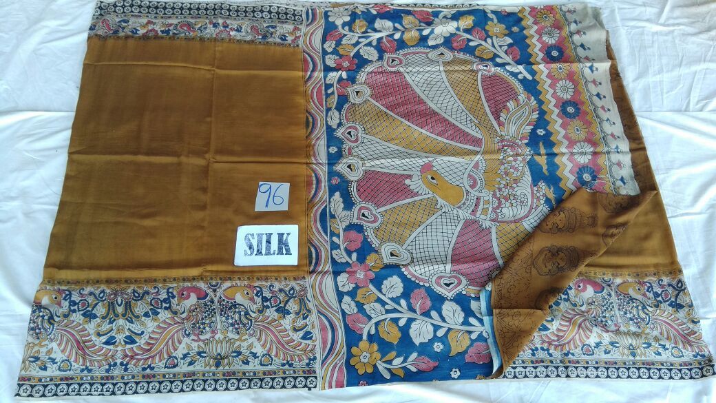 Golden with Patil Pallu Silk Kalamkari Saree-KALAMKARI-0071