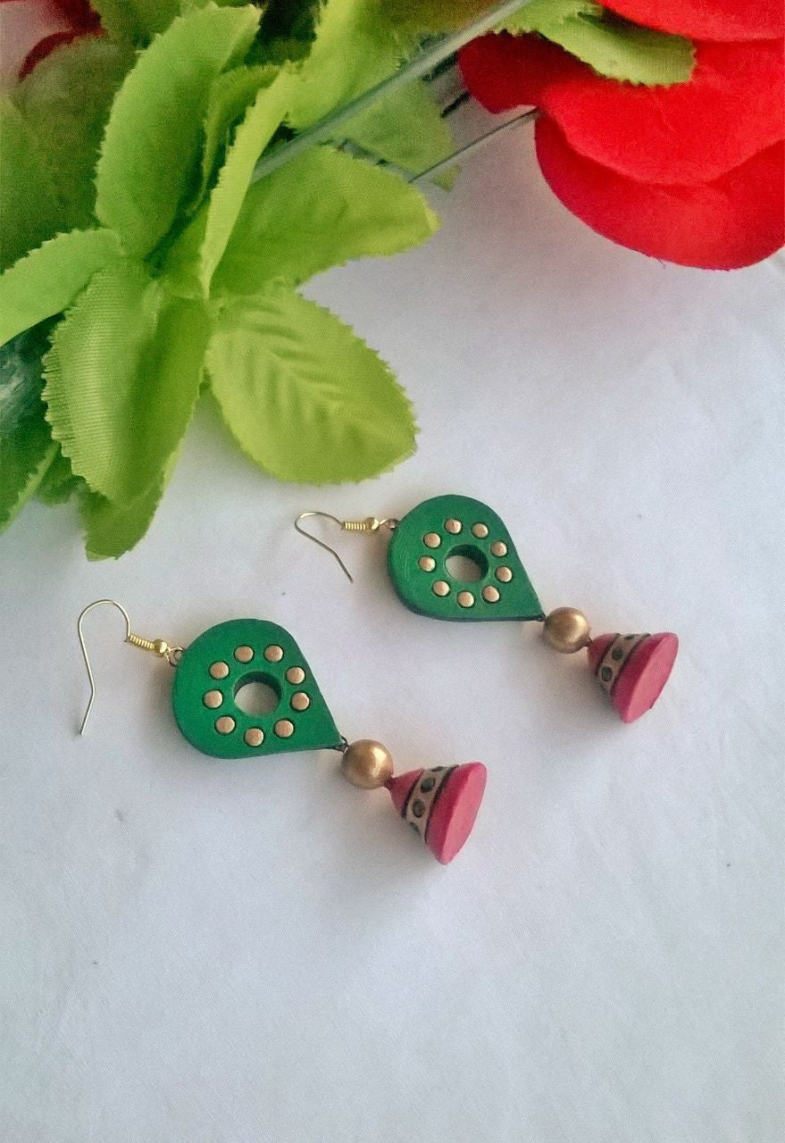 Green Balloon Terracotta Earrings