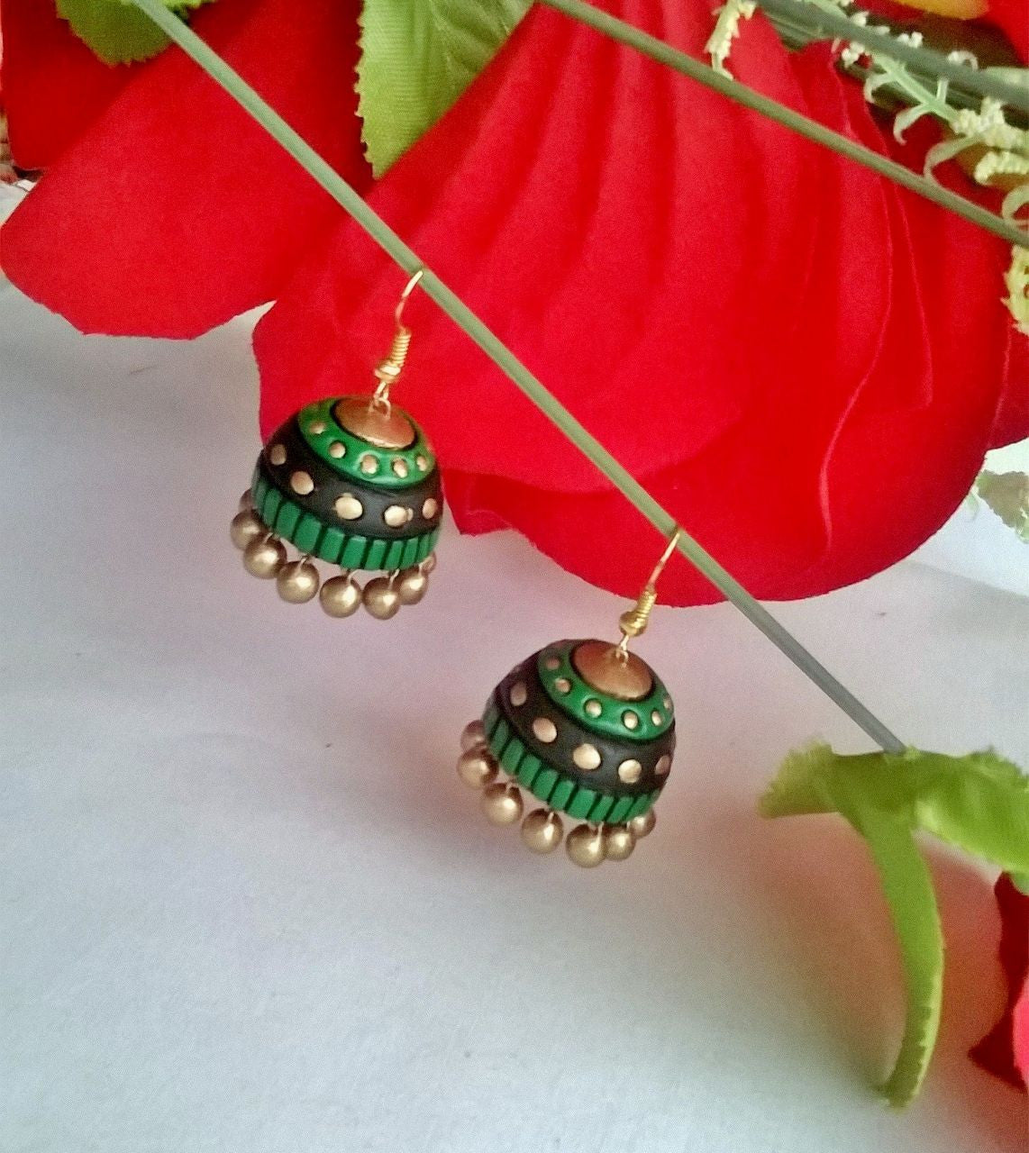 Green & Black Terracotta Jhumka