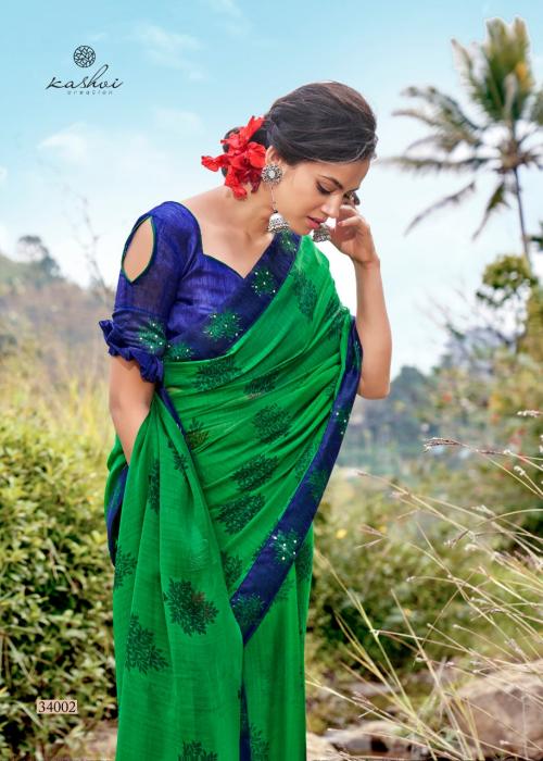 Gorgeous Green Chiffon Saree