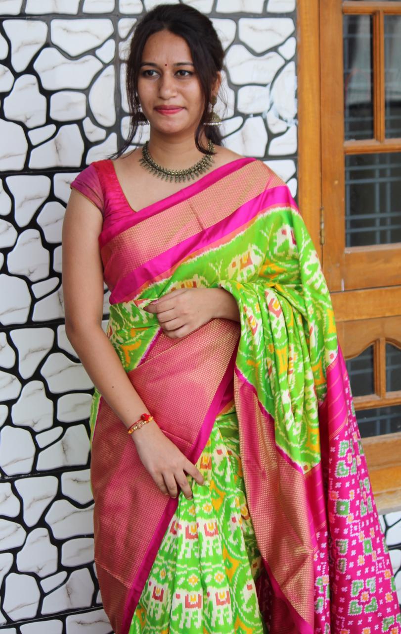 Green Ikkat Silk Saree