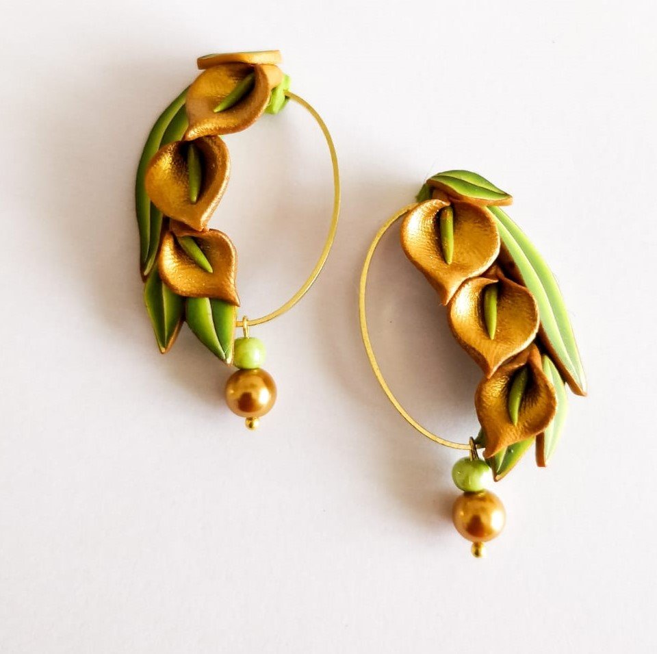 Leafy Sunshine Polymer Clay Earrings