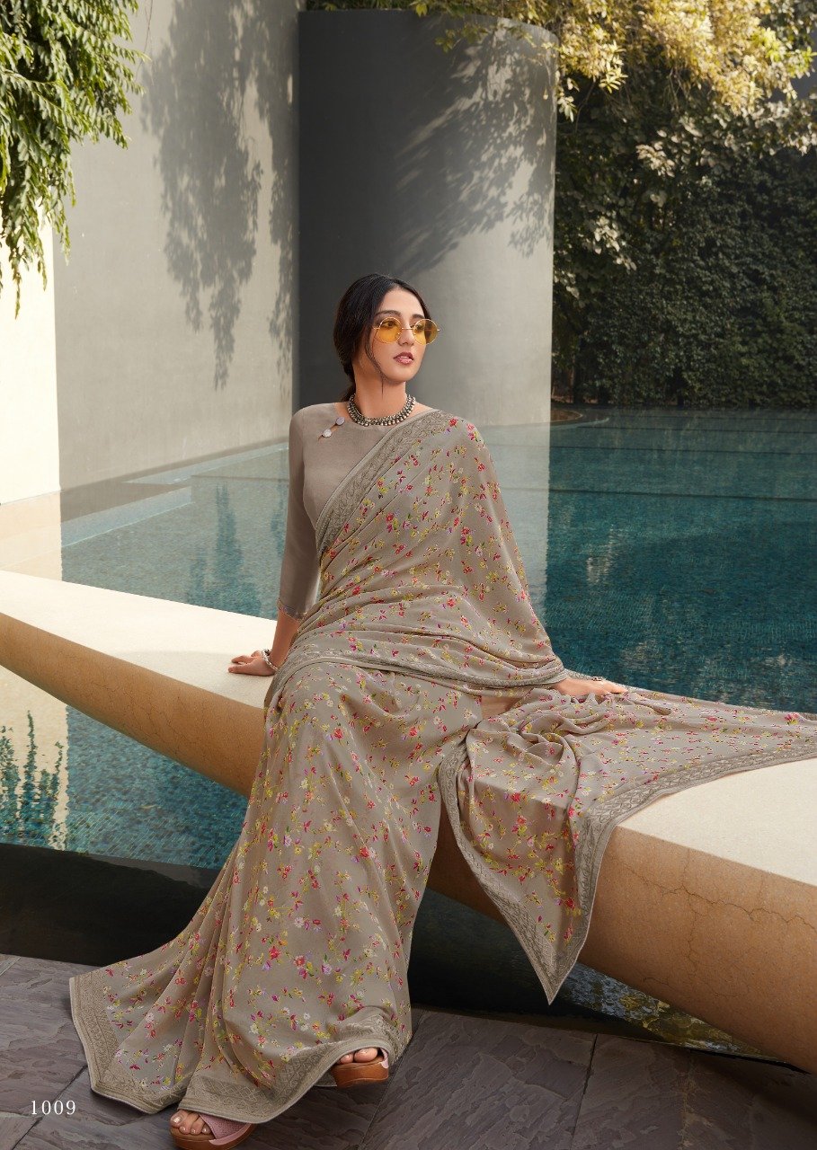 Soft Grey Chiffon Saree