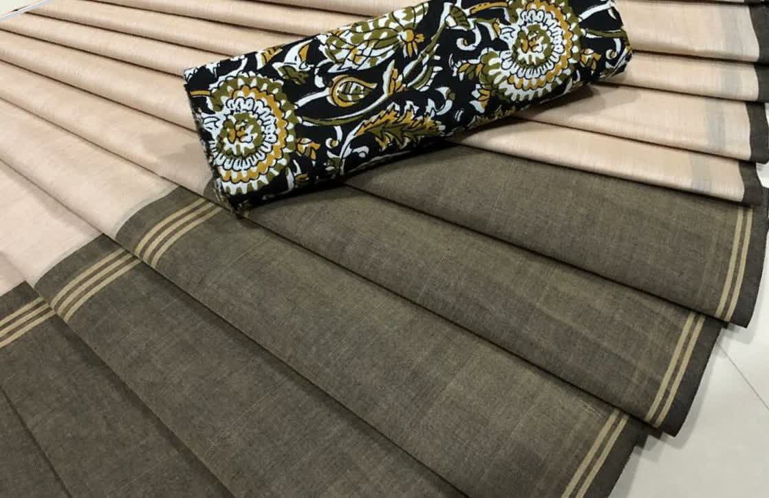 Grey and Black combo  Pure Cotton Saree CPC 010