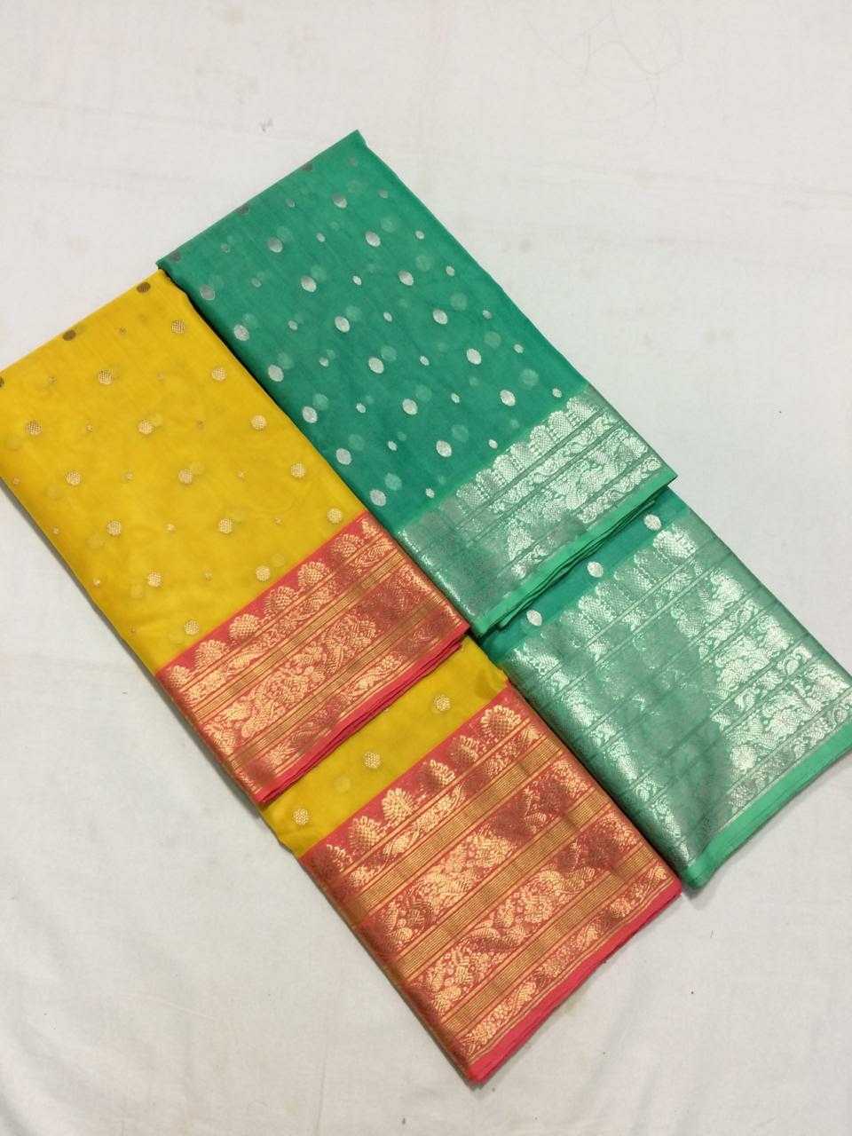 Teal Green Chanderi Silk Saree With Silver Border- CSH035