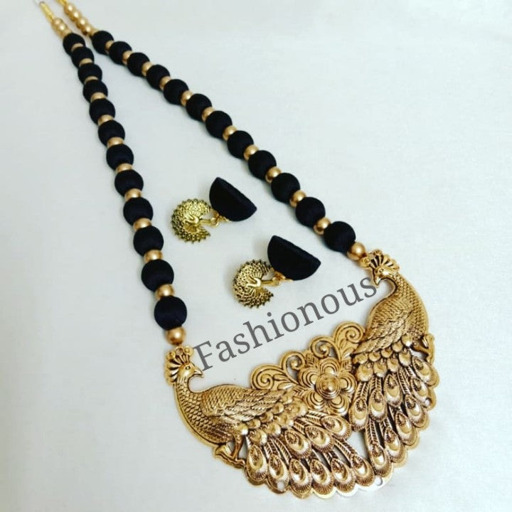 Black and Gold Antique Oxidised Metal Pendant-GPSB01