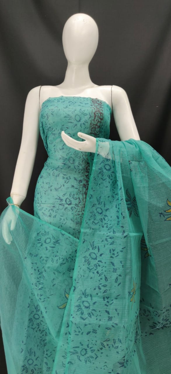 Mint Green Printed Kota Dress Material