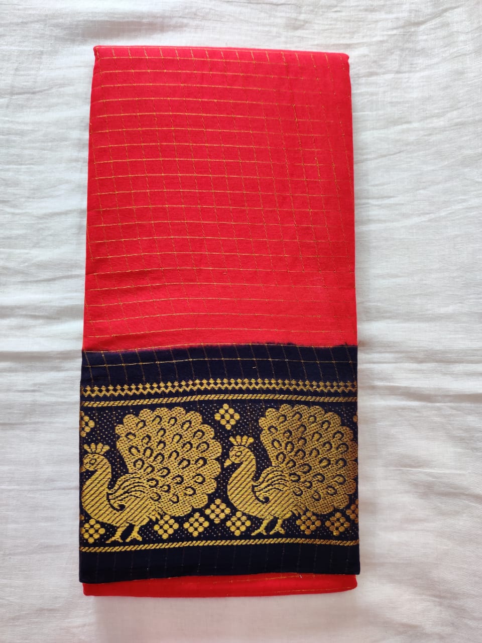 Pink With Navy Blue Border Madurai Sungudi Saree- Double Side Jari Border Jari Check