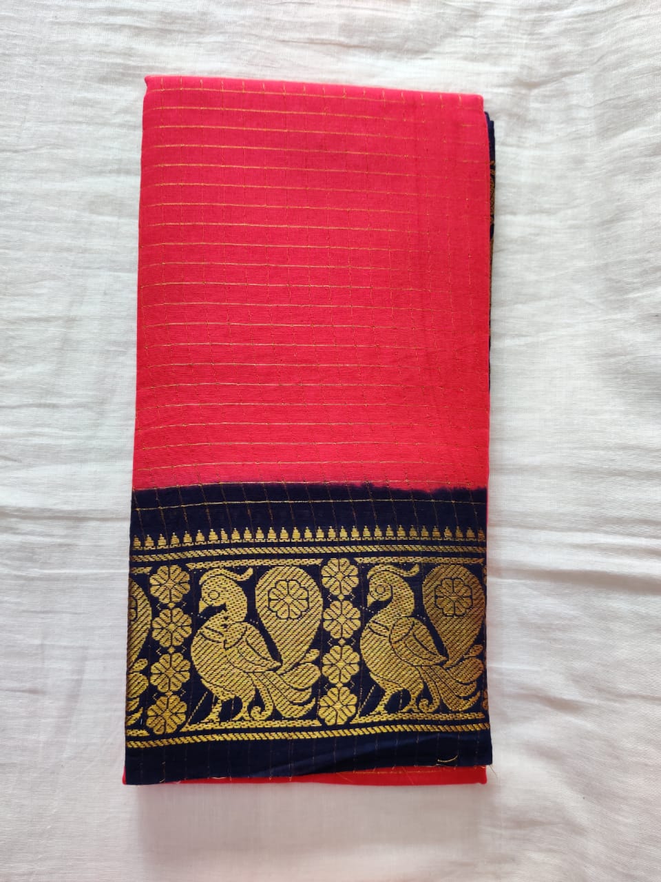 Magenta With Black Border Madurai Sungudi Saree- Double Side Jari Border Jari Check
