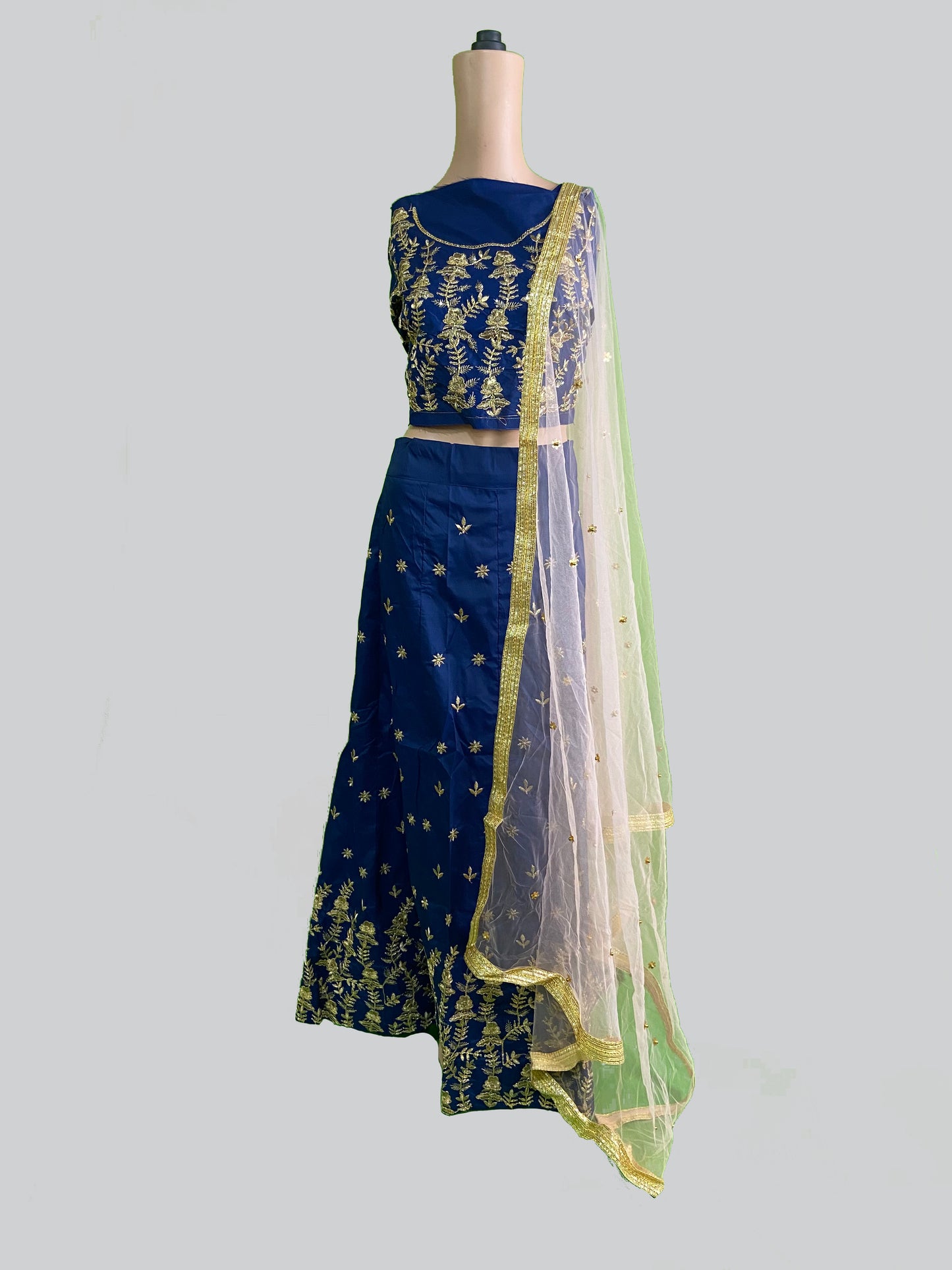Rudra Semi Stitched Taffeta Silk Embroidered Work Bridal Lehenga