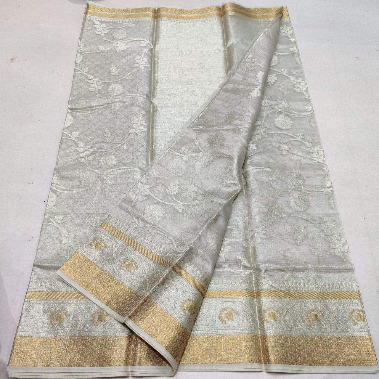 KPS - 003 Kota Pure Silk Saree Silver and Gold Combo