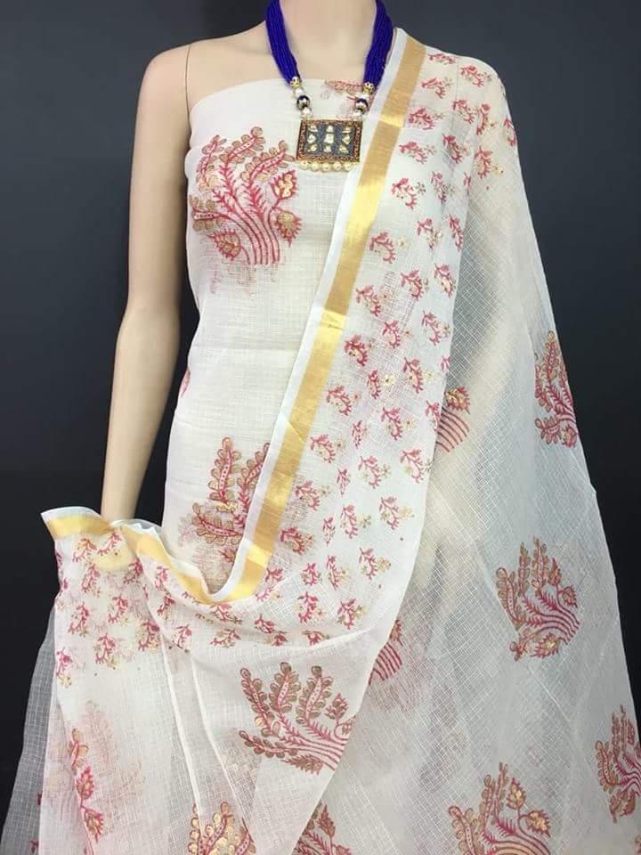 Princess White Kota Cotton Golden Printed Dress Material-KCDM006 Fashionous Princess White Kota Cotton Golden Printed Dress Material-KCDM006 Fashionous
