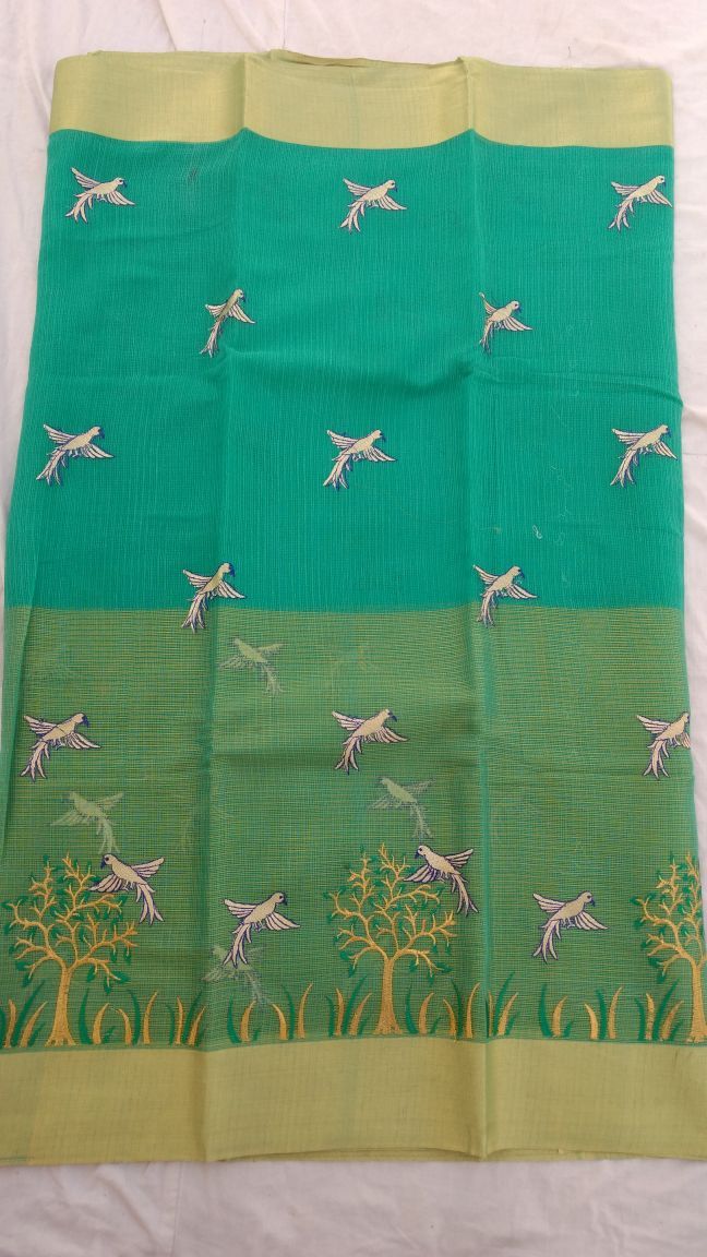 Kota Cotton Half Tissue Embroidery Saree Design-KOTASRE045