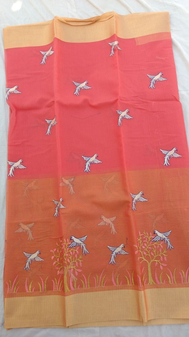 Kota Cotton Half Tissue Embroidery Saree Design-KOTASRE047