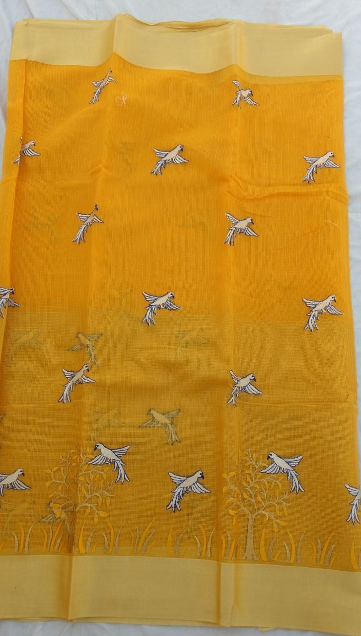 Kota Cotton Half Tissue Embroidery Saree Design-KOTASRE048
