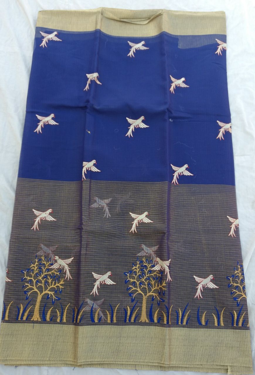 Kota Cotton Half Tissue Embroidery Saree Design-KOTASRE051