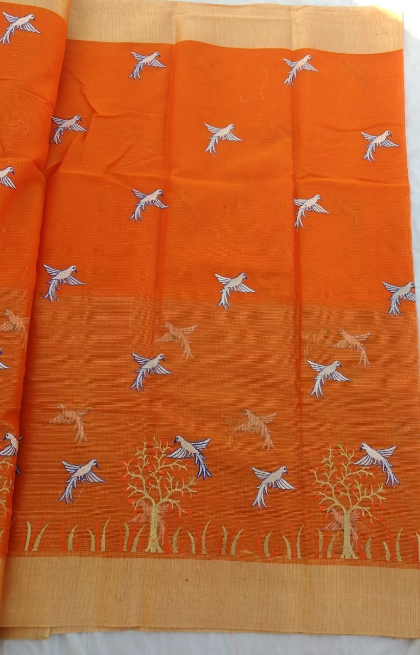Kota Cotton Half Tissue Embroidery Saree Design-KOTASRE052