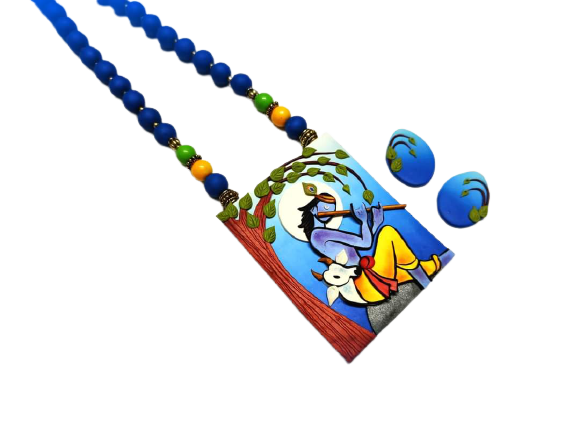 Krishna with Flute Polymer Clay Jewellery Set