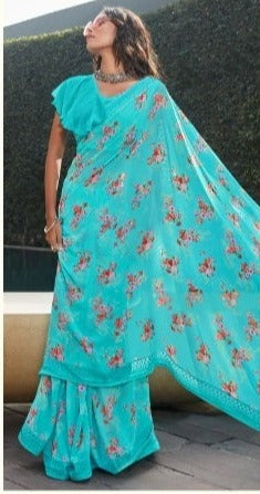 Lightblue Chiffon Saree