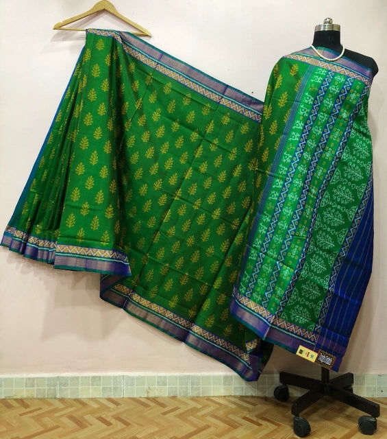 Green with Pine Tree Motif Patola Silk Saree-PPSRE-053