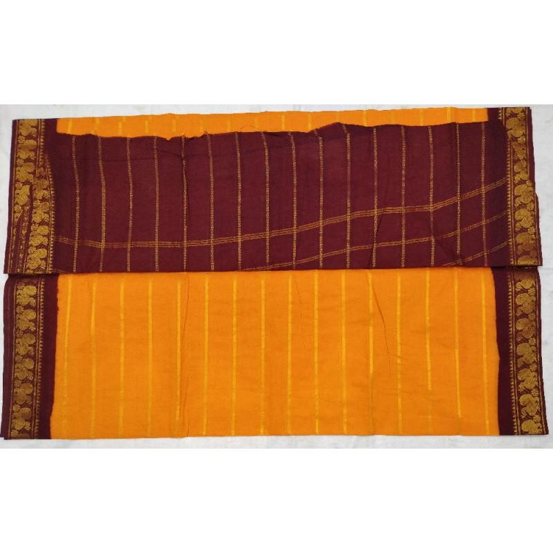 Honeycomb Madurai Sungudi Saree-MSS011 orange and maroon coloured lightweight saree