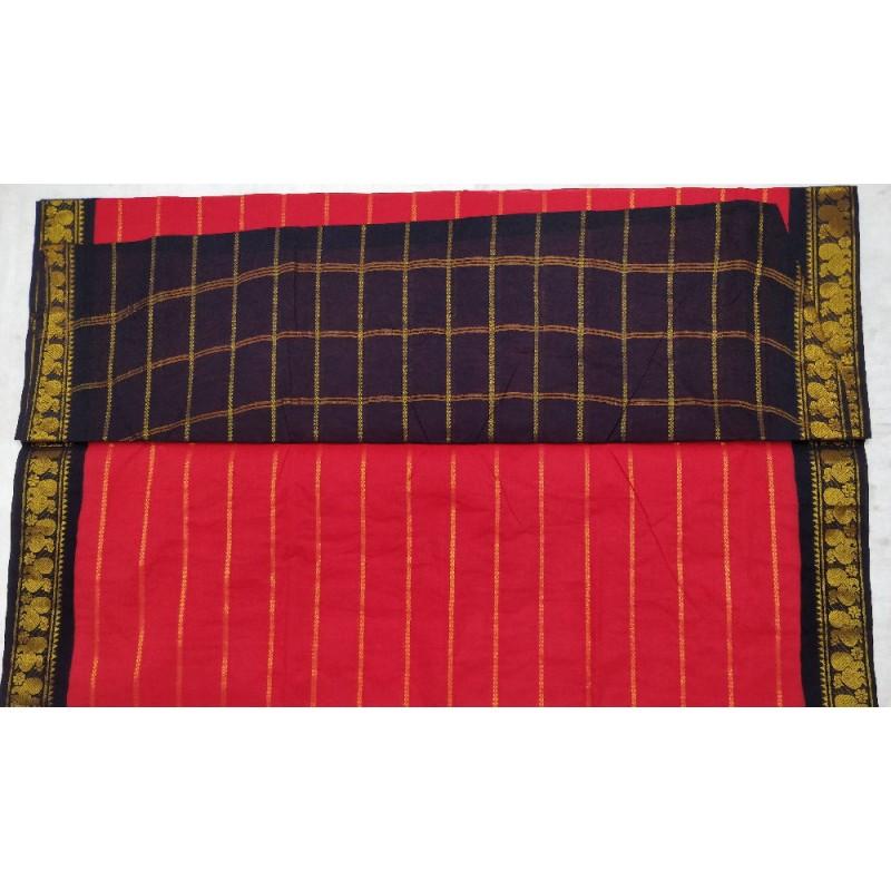 Crimson Charm Madurai Sungudi Saree-MSS016 magenta and blue coloured traditional saree