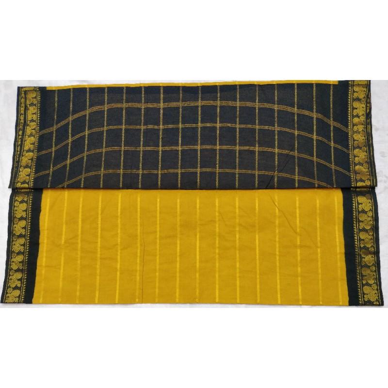 Classy Canary Madurai Sungudi Saree-MSS022 yellow and dark green bright coloured saree