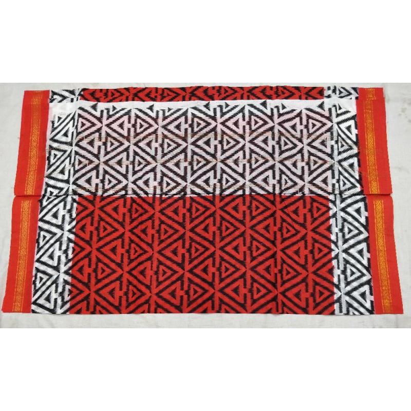 Crimson Crease Madurai Sungudi Saree-MSS093 orange and white coloured trendy prints saree