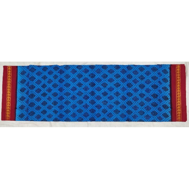 Lovely Lapis Madurai Sungudi Saree-MSS096 light blue coloured saree with red border