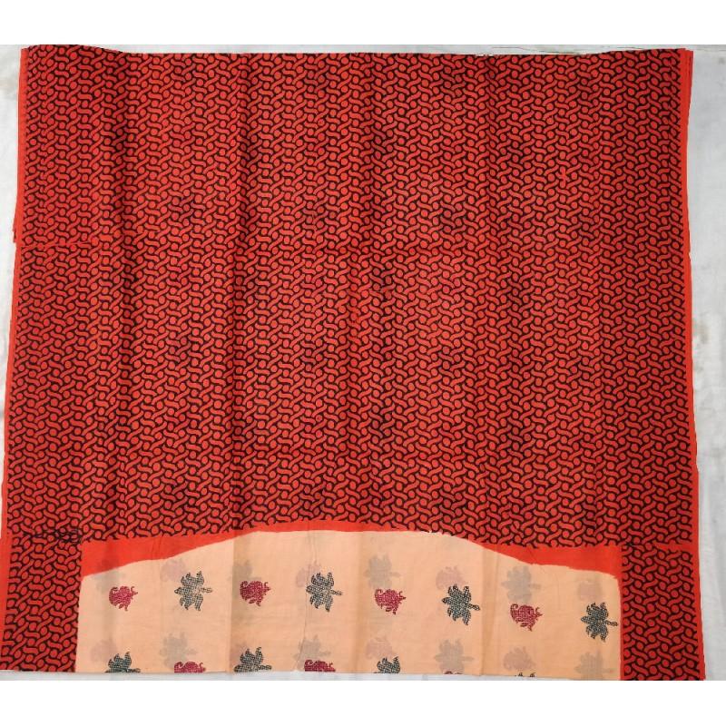 Shy Salmon Madurai Sungudi Saree-MSS102 cream and maroon coloured floral printed saree
