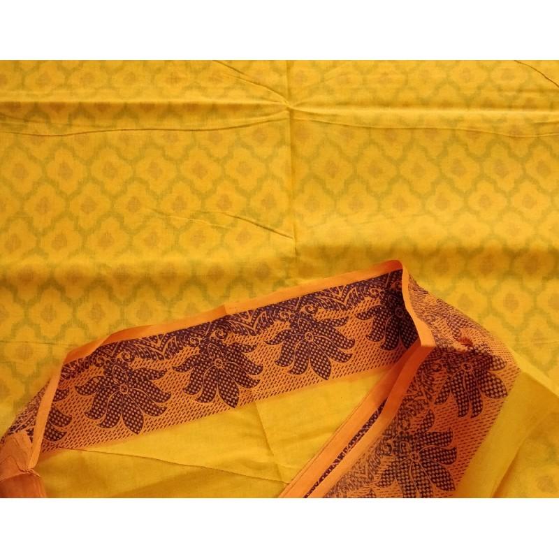 Hazelnut Sweet Madurai Sungudi Saree-MSS109 yellow coloured dailywear saree