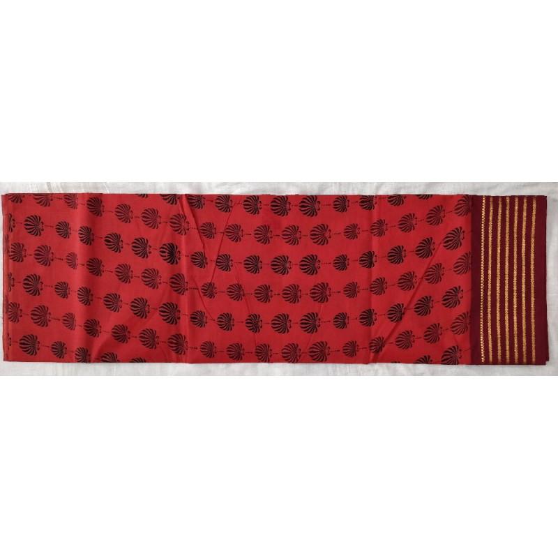 Sparkling Ruby Madurai Sungudi Saree-MSS110 red and maroon saree with print
