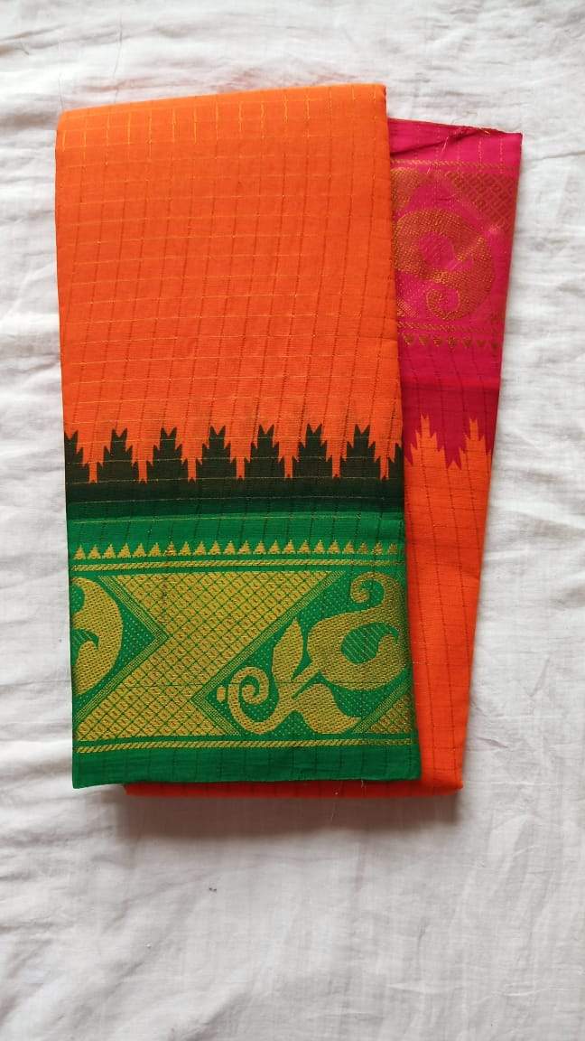 Madurai Checkered Sungudi Saree Ganga Jamuna Border GJB 017