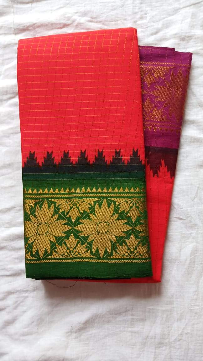Madurai Checkered Sungudi Saree Ganga Jamuna Border GJB 019