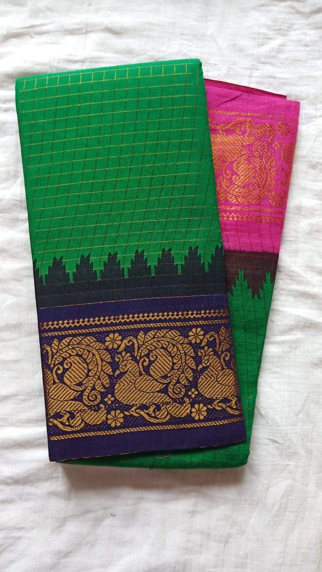 Madurai Checkered Sungudi Saree Ganga Jamuna Border GJB 020