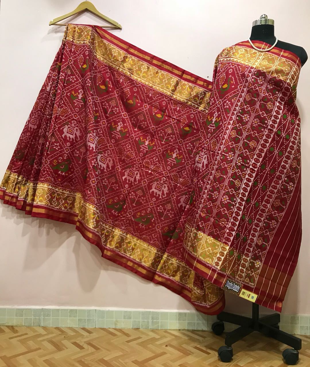 Maroon Diamond Elephant Designed Patola Silk Saree-PPSRE-061