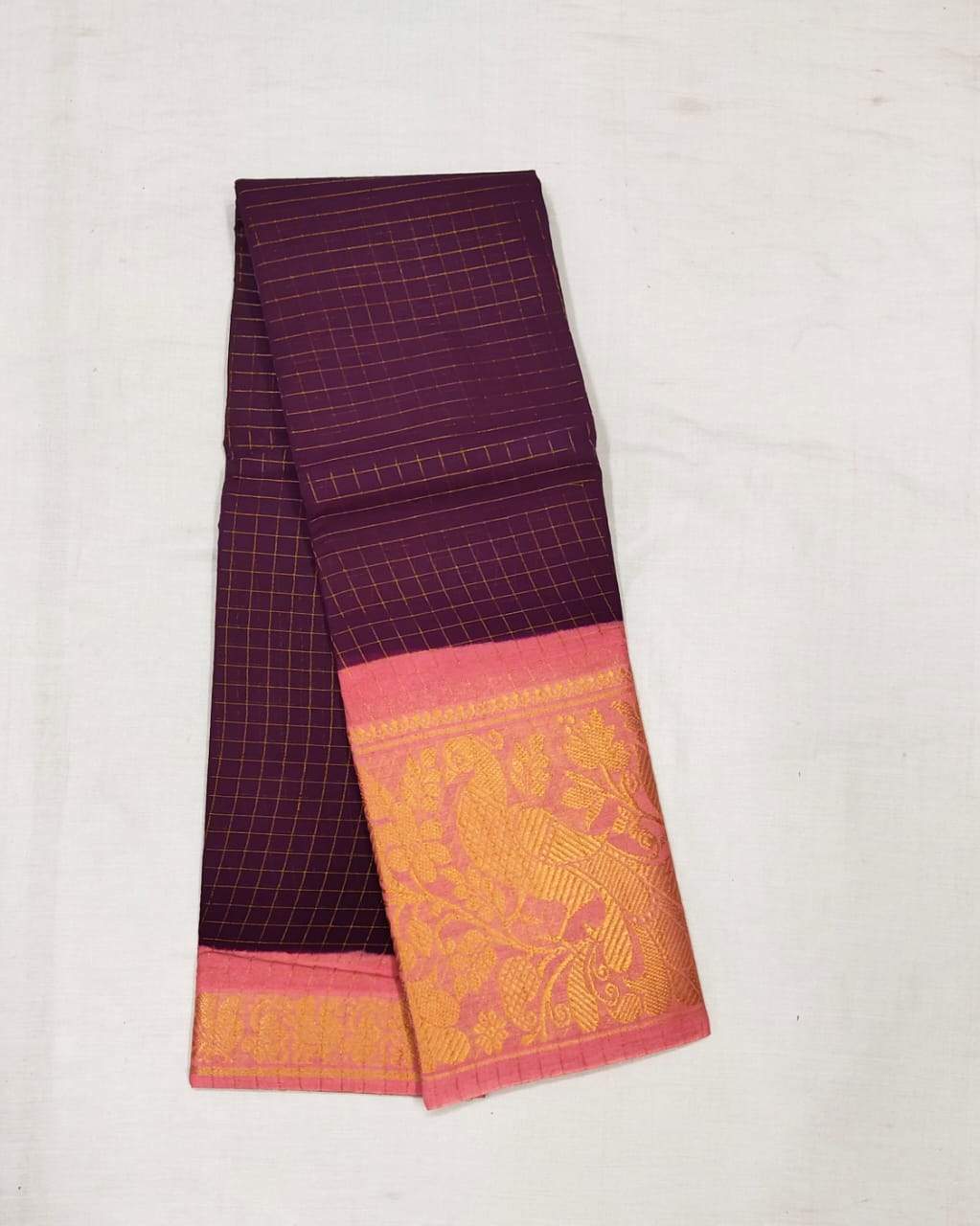 Maroon Madurai Sungudi Saree with Large Border