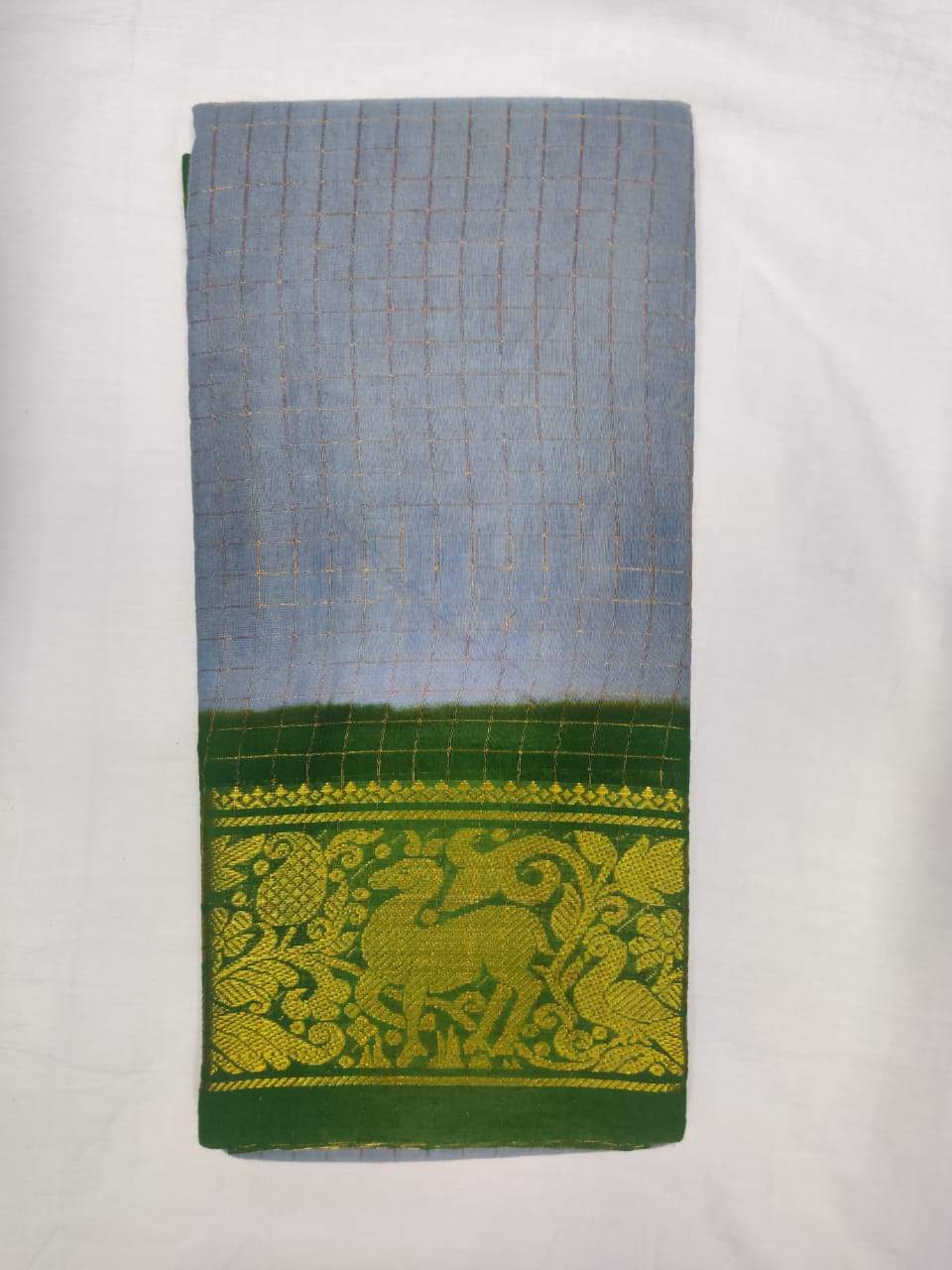 Madurai Sungudi Saree with Double side Jari Border - MSS021