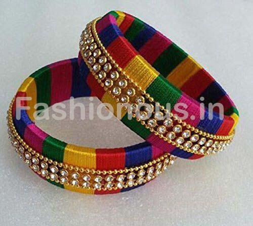 Silk thread multicolour bangles outlet