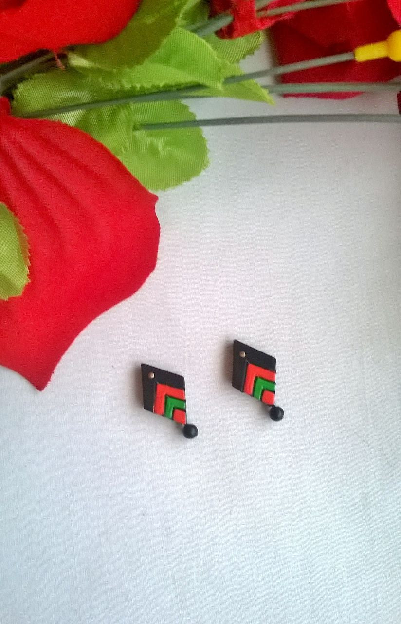Multicolour Diamond Terracotta Stud