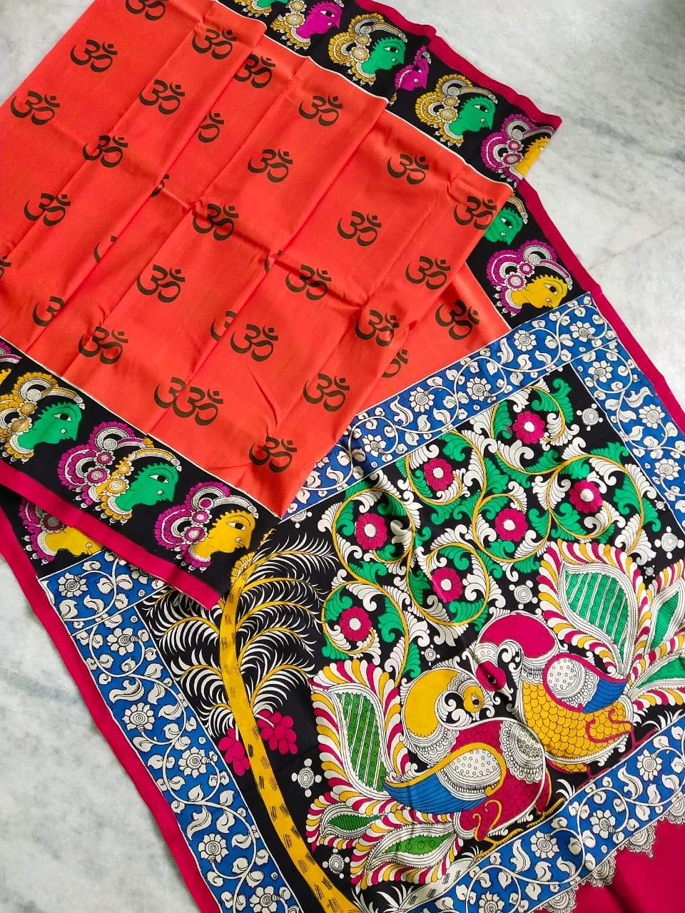 Multicolour Hand Painted Kalamkari Chennur Silk Saree_MHCS003