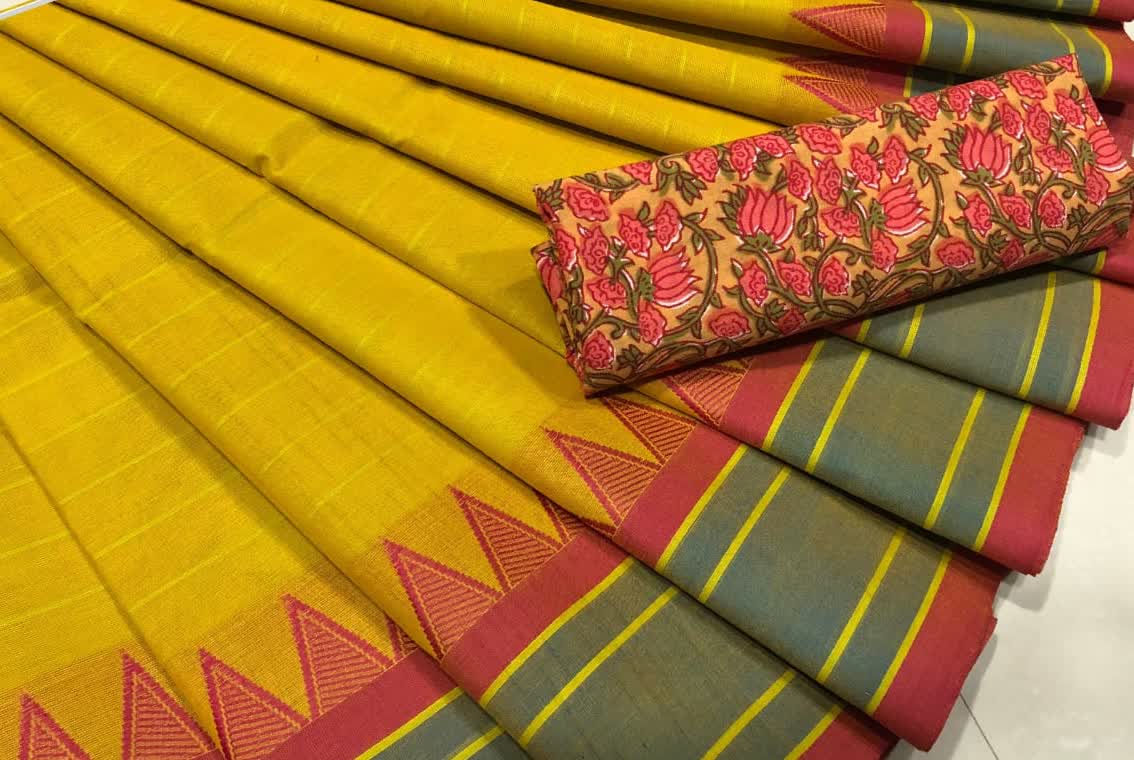 Mustard Pure Cotton Saree CPC 002