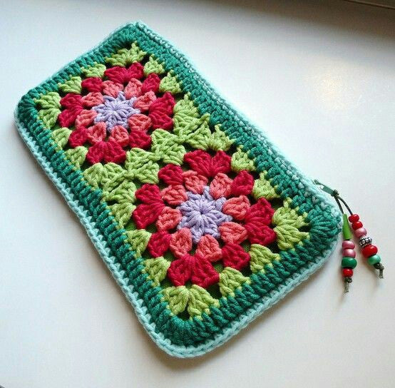Muticolored Crochet Mobile Cover