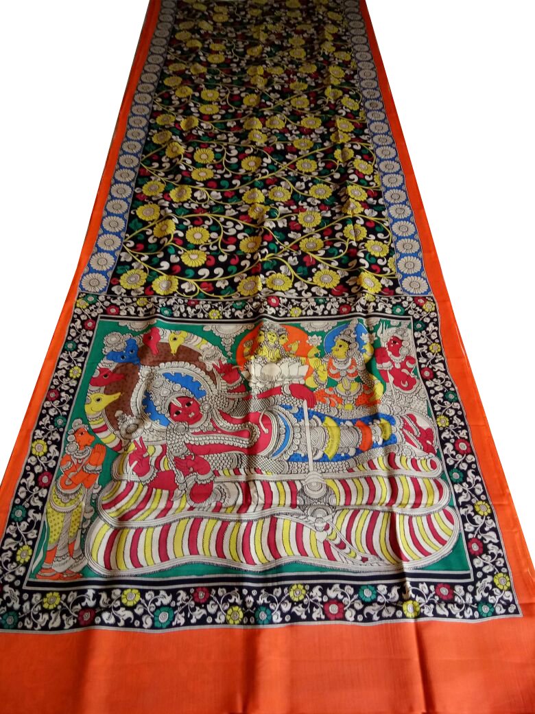 Muticolor Kalamkari Printed Chennur Silk Saree-KPCHS-075