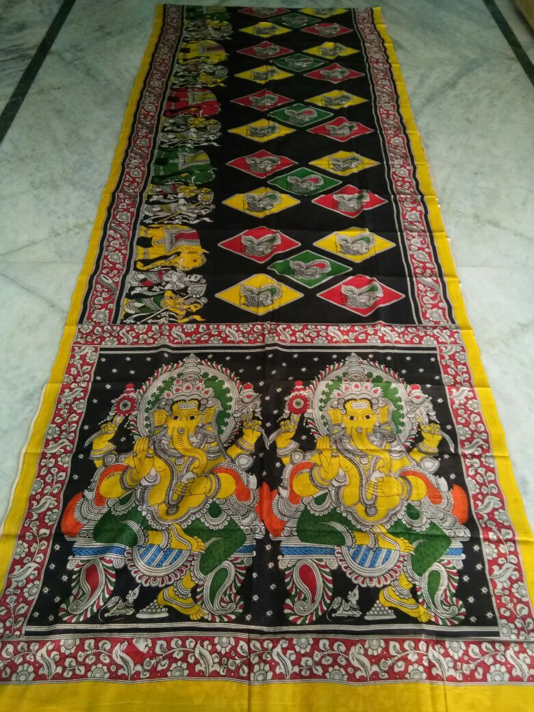 Muticolor Kalamkari Printed Mal Cotton Saree-KPMCS-009