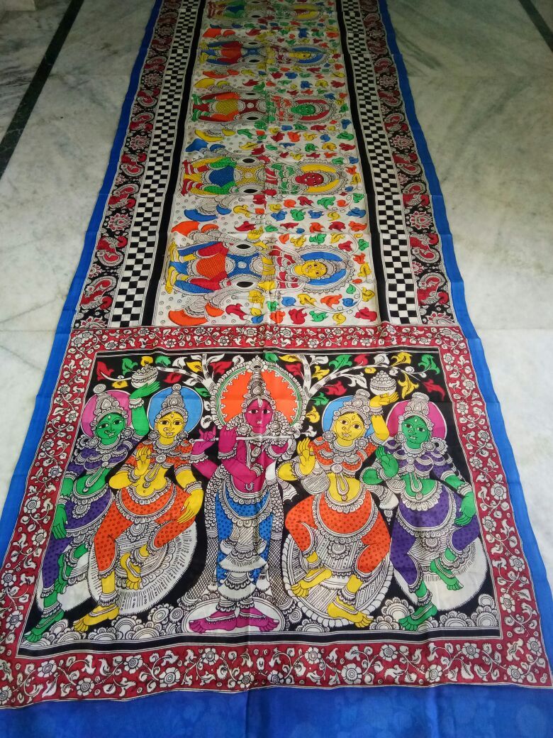 Muticolor Kalamkari Printed Mal Cotton Saree-KPMCS-027