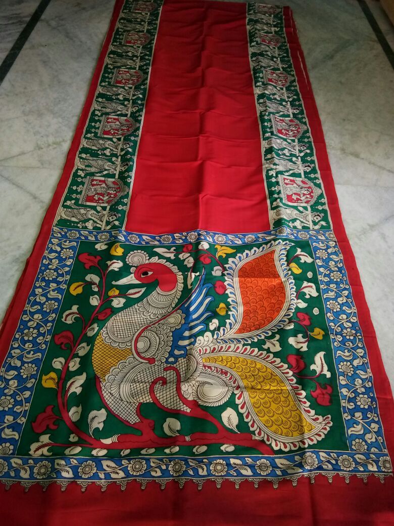 Muticolor Kalamkari Printed Mal Cotton Saree-KPMCS-033
